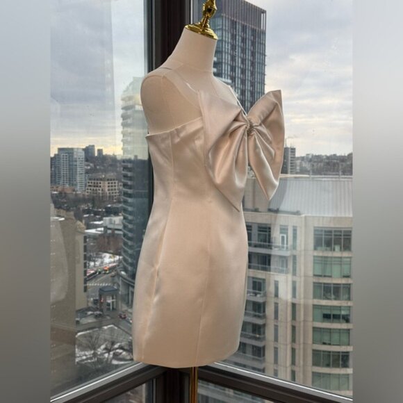 🆕 BRONX & BANCO 🧿 NWOT Evie White Strapless Bow Mini Dress, Sz S US 4 - Picture 5 of 16